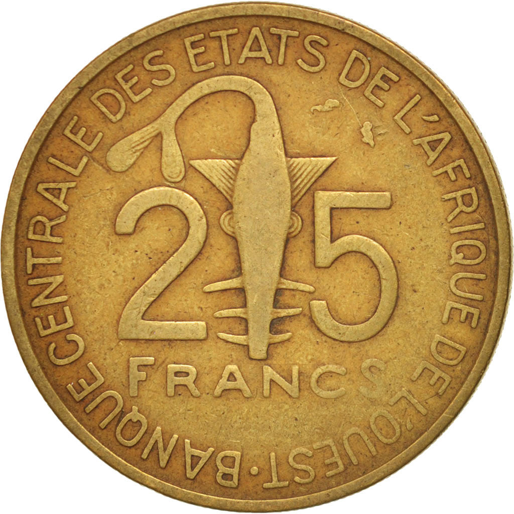 Coin, West African States, 25 Francs, 1970, VF(20-25), Aluminum-Bronze, KM:5