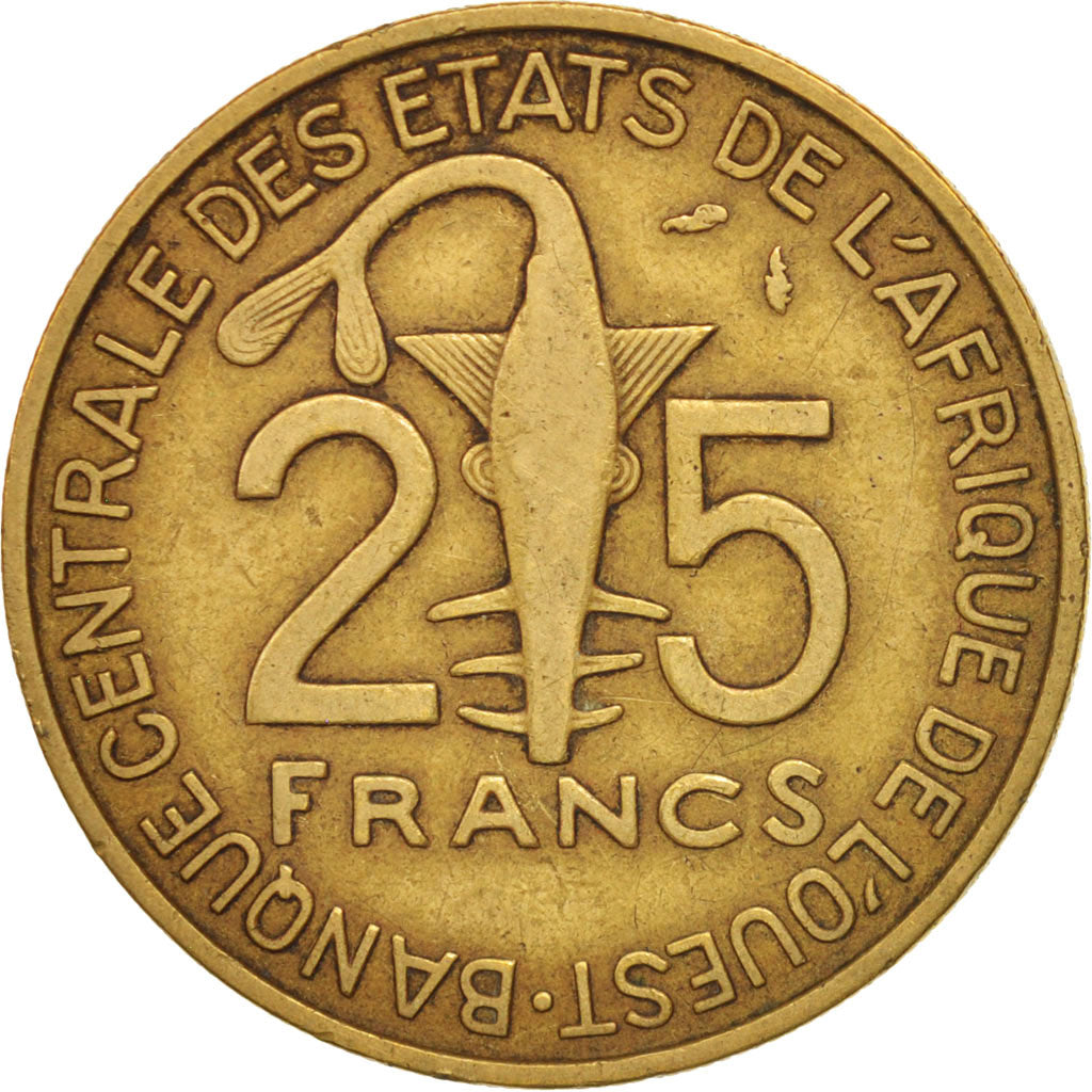 West African States, 25 Francs, 1984, TB, Aluminum-Bronze, KM:9