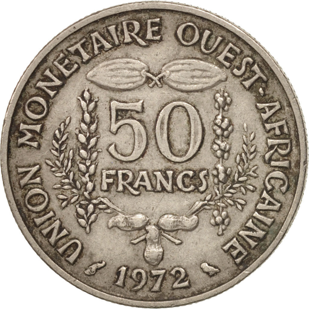 Coin, West African States, 50 Francs, 1972, EF(40-45), Copper-nickel, KM:6