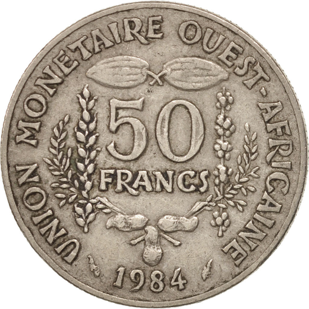 West African States, 50 Francs, 1984, EF(40-45), Copper-nickel, KM:6