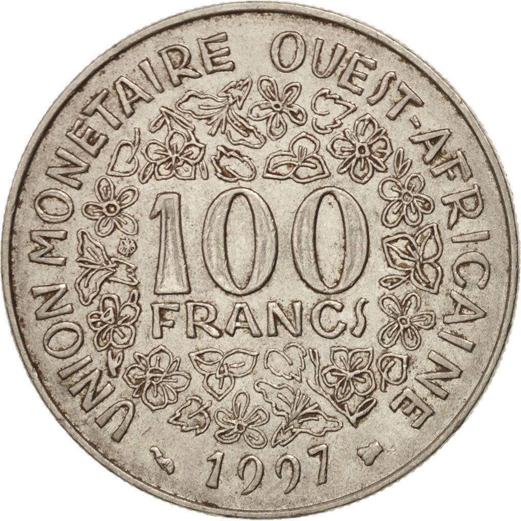 West African States, 100 Francs, 1997, AU(50-53), Nickel, KM:4
