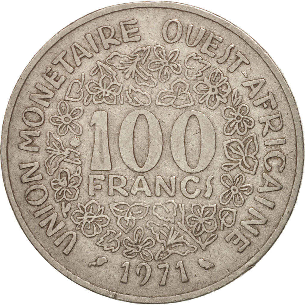 Moneta, Kraje Afryki Zachodniej, 100 Francs, 1971, VF(20-25), Nikiel, KM:4