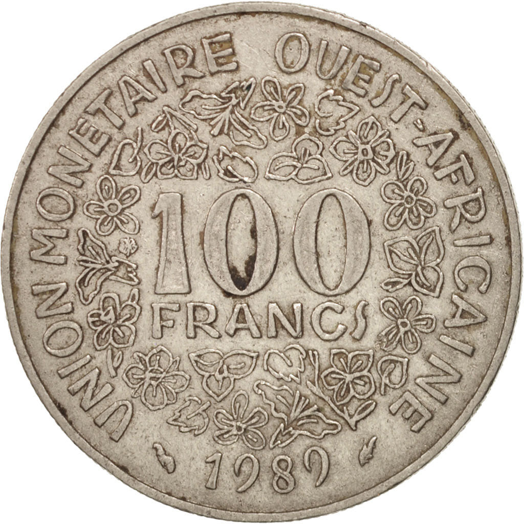 West African States, 100 Francs, 1989, EF(40-45), Nickel, KM:4
