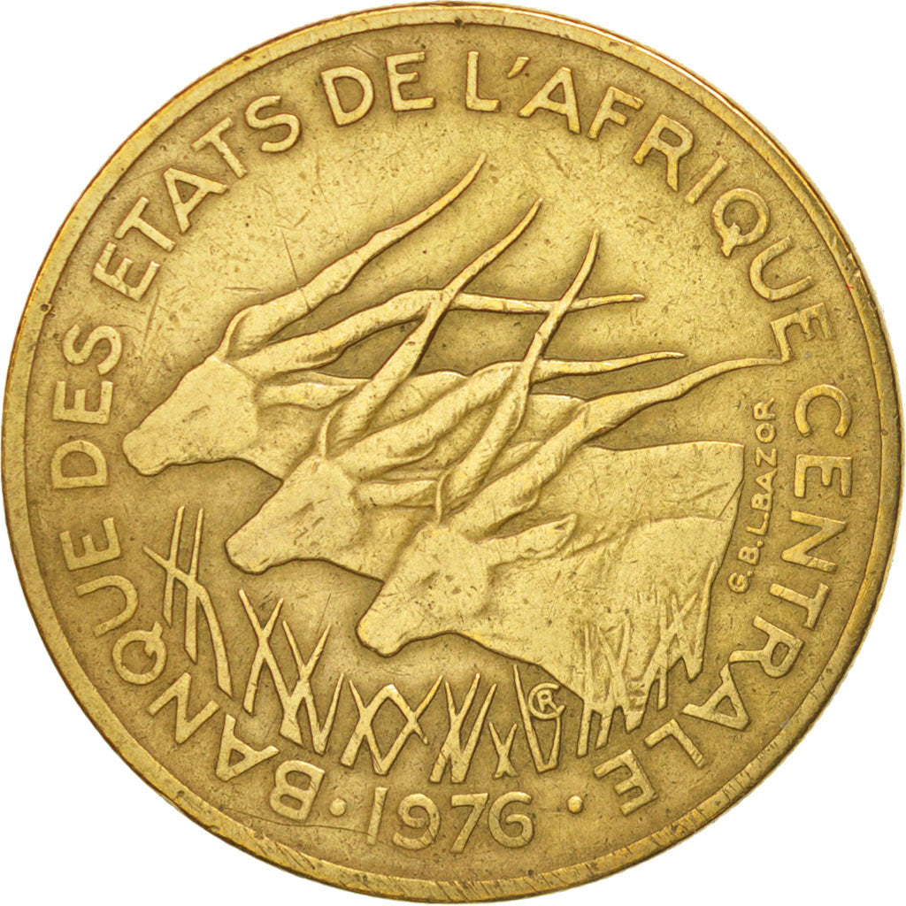 Central African States, 25 Francs, 1976, Paris, VF(20-25), KM:10