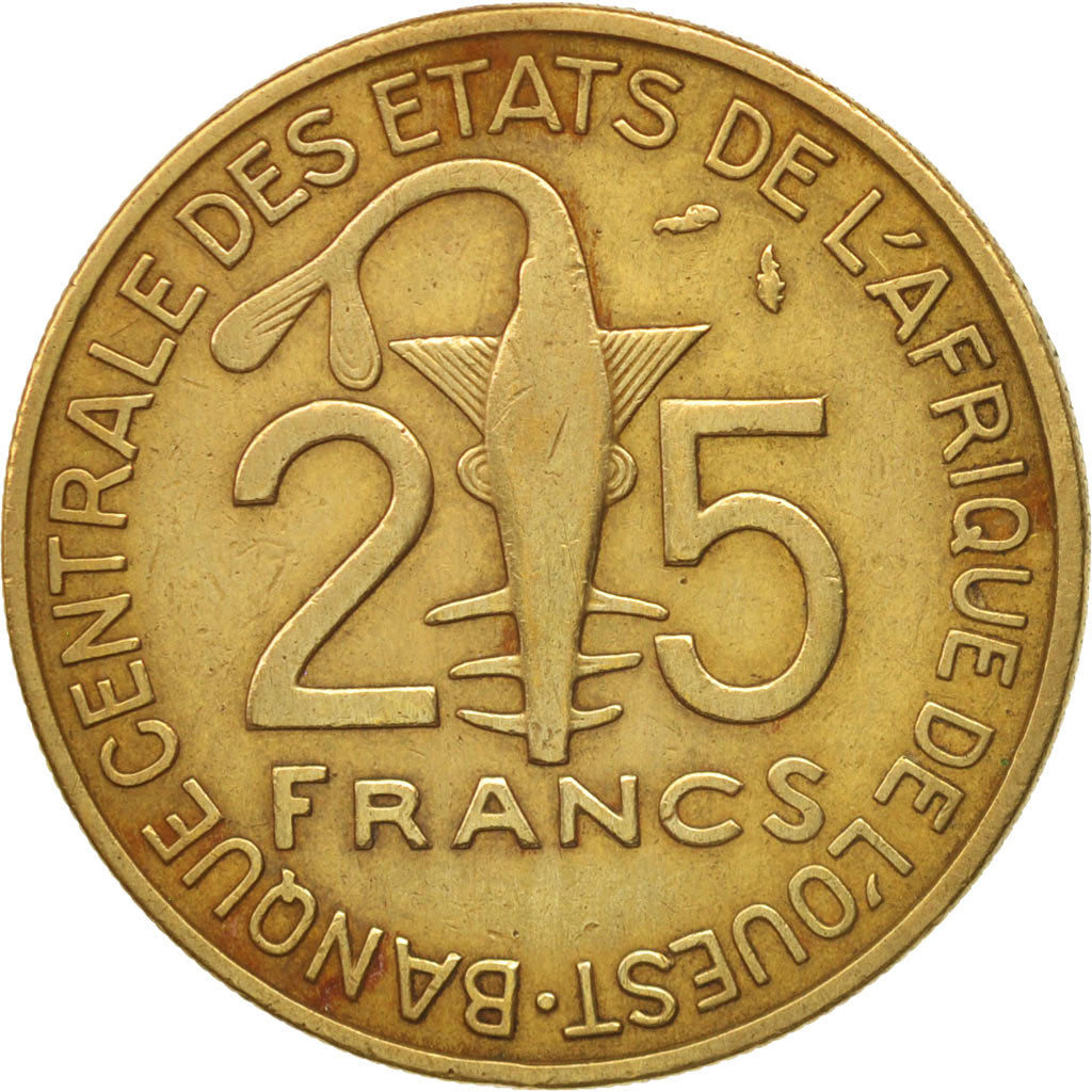 Coin, West African States, 25 Francs, 1987, VF(20-25), Aluminum-Bronze, KM:9