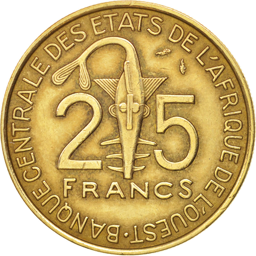 West African States, 25 Francs, 1982, AU(50-53), Aluminum-Bronze, KM:9