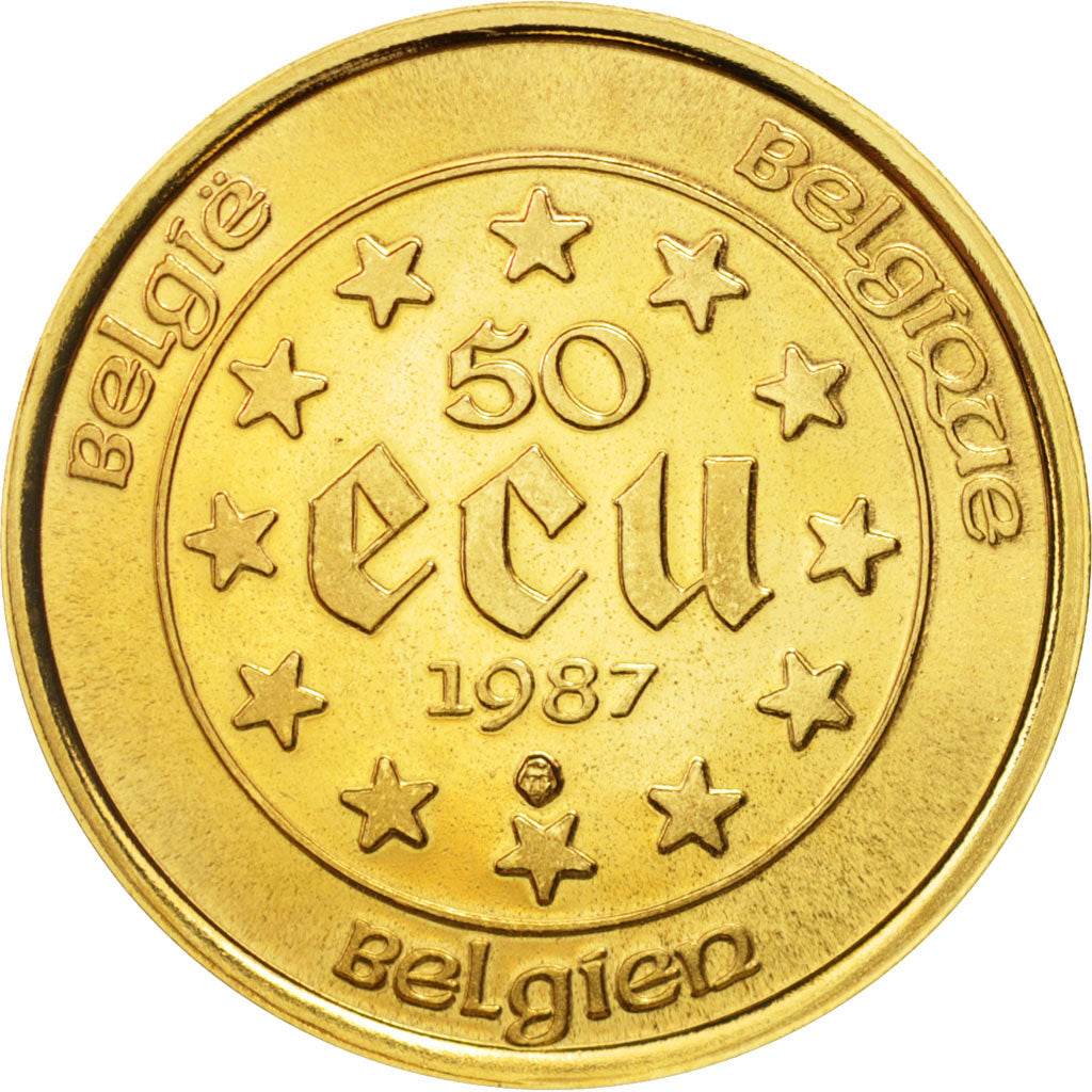 Belgium, Baudouin I, 50 Ecu, 1987, MS(65-70), Gold, KM:167