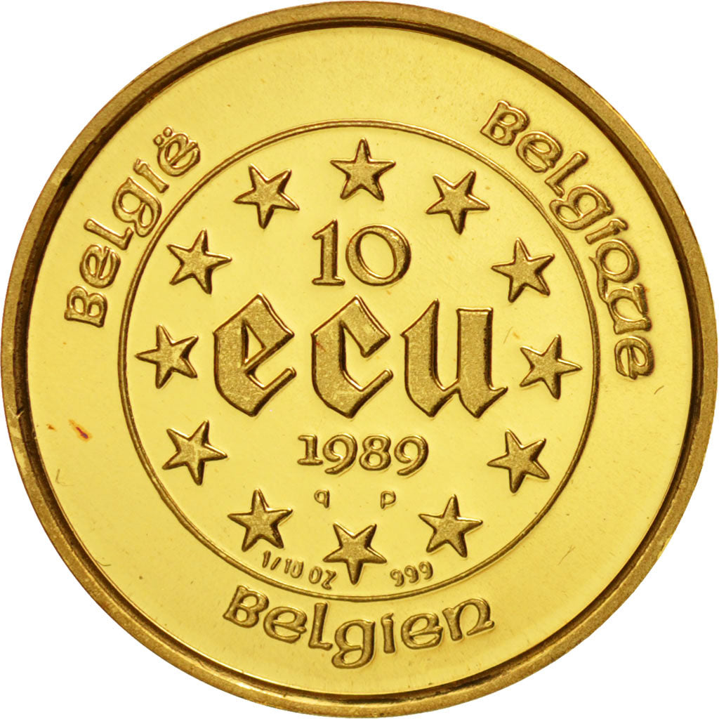 Belgium, Baudouin I, 10 Ecu, 1989, MS(65-70), Gold, KM:172