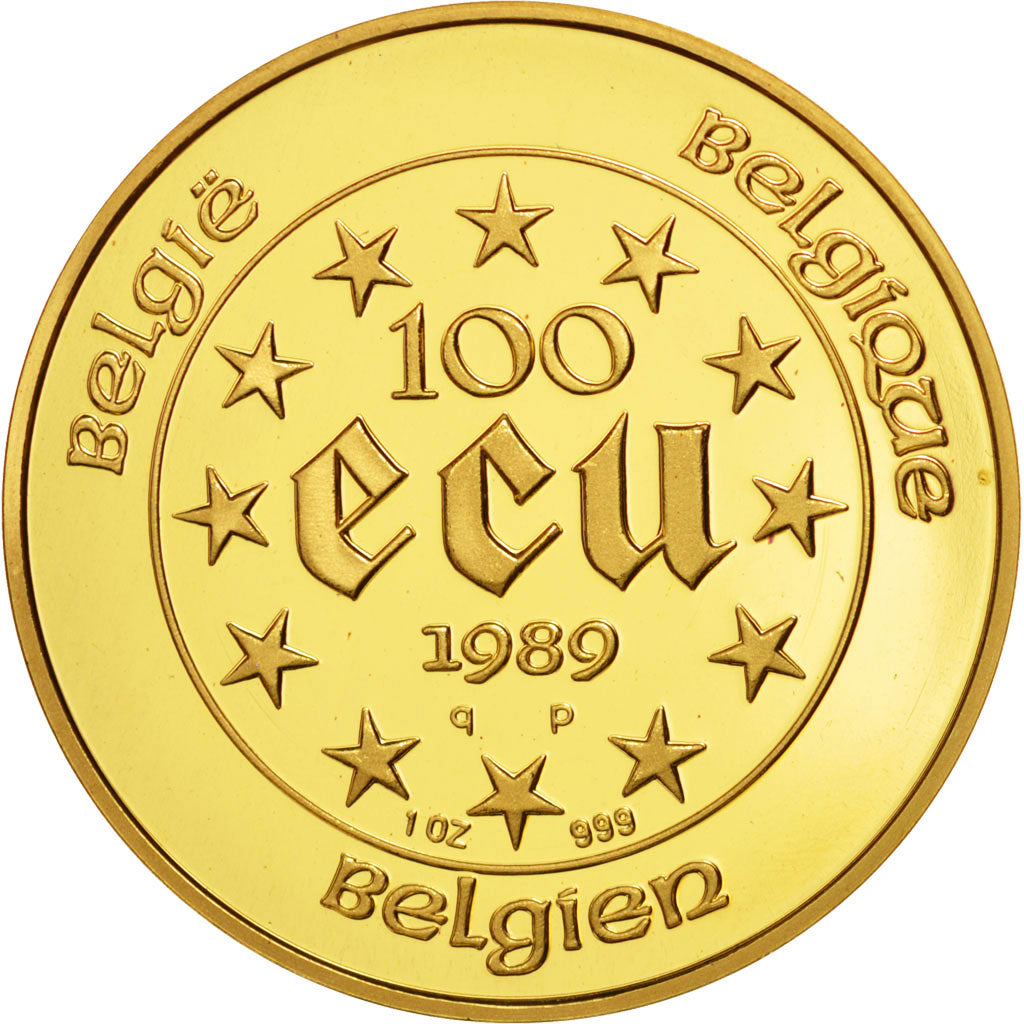 Belgium, Baudouin I, 100 Ecu Maria Theresa, 1989, MS(65-70), Gold, KM:175