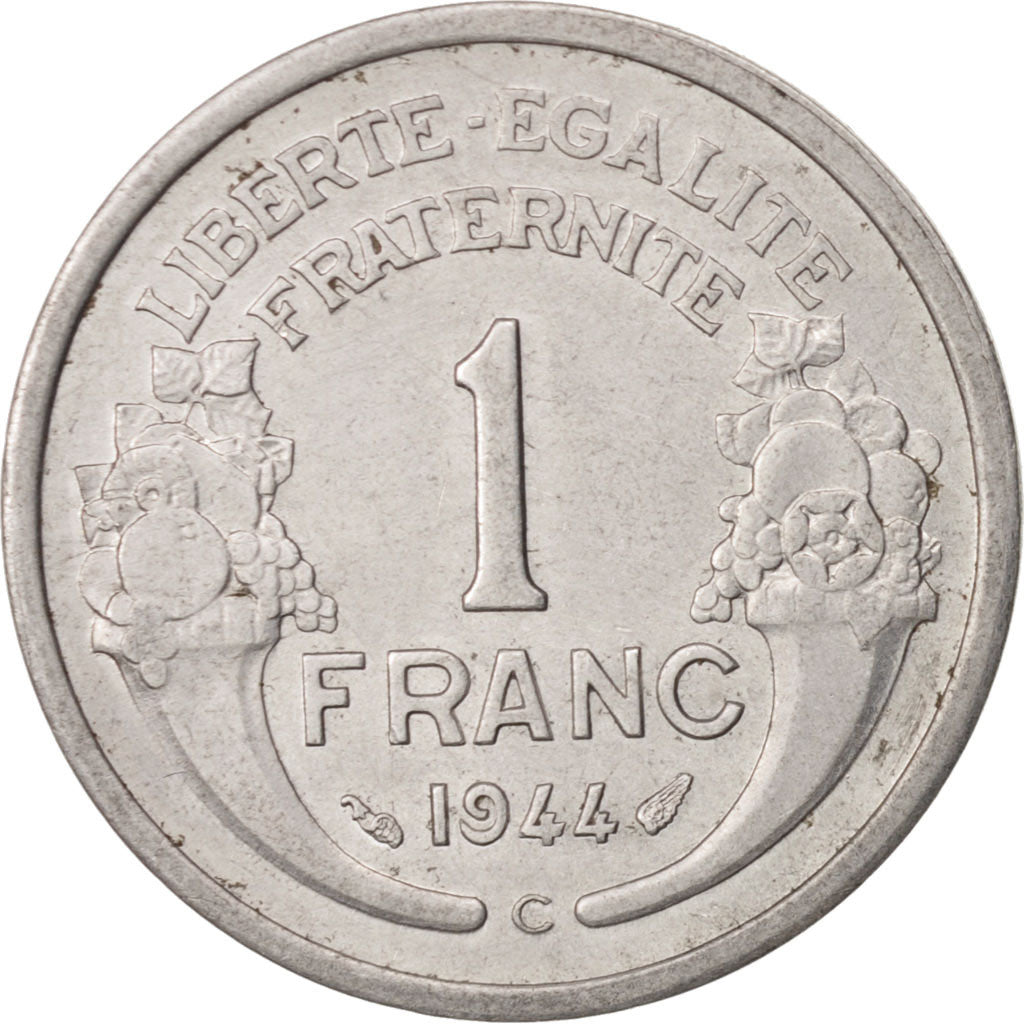 Munten, Frankrijk, Morlon, Franc, 1944, Castelsarrasin, ZF+, Aluminium