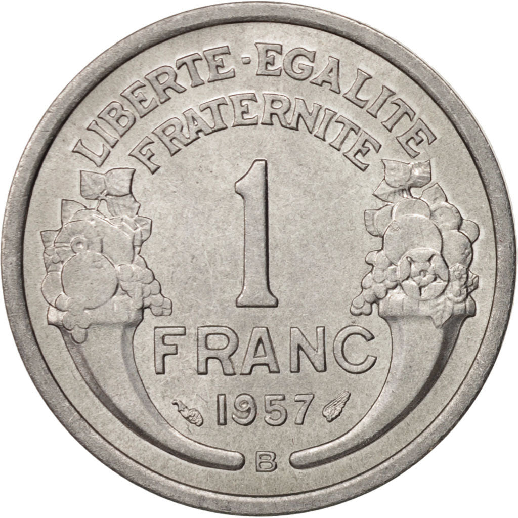 Coin, France, Morlon, Franc, 1957, Beaumont - Le Roger, MS(63), Aluminum