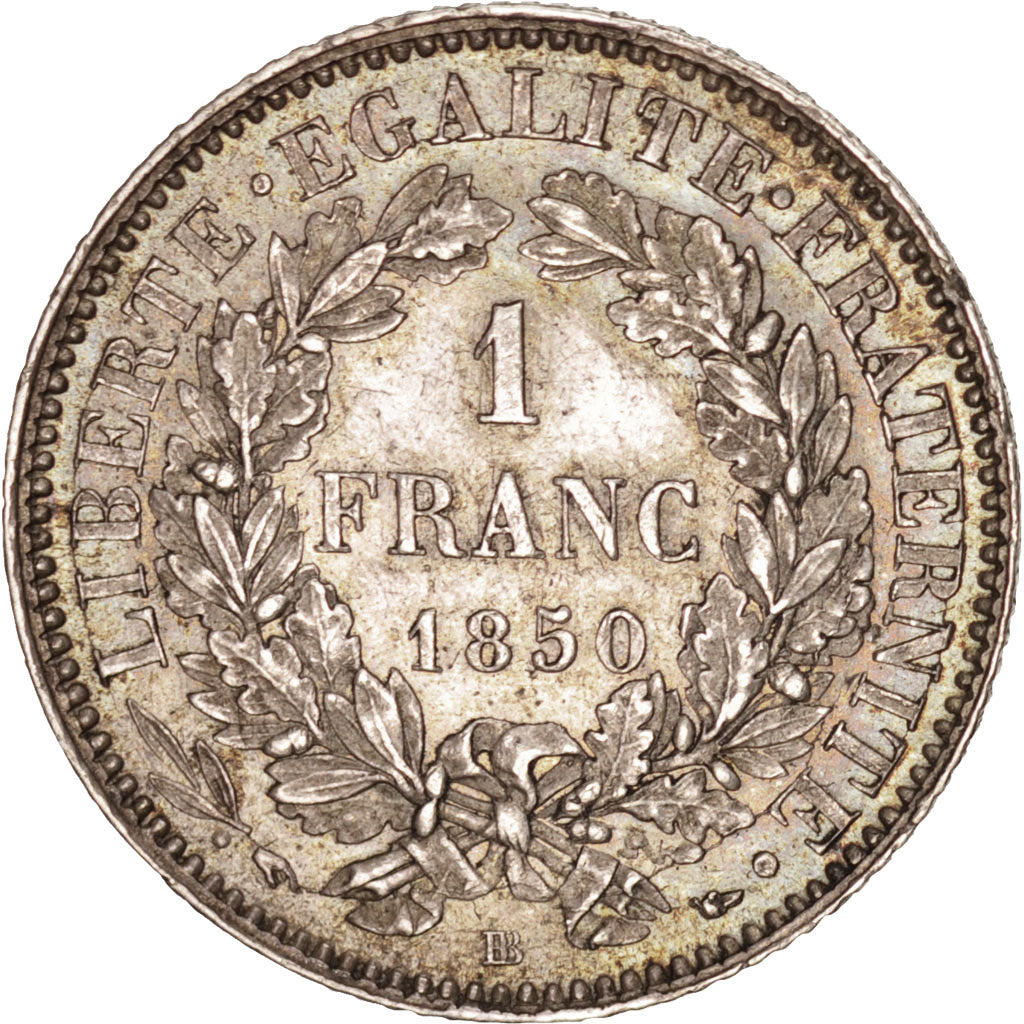 Coin, France, Cérès, Franc, 1850, Strasbourg, AU(55-58), Silver, KM:759.2