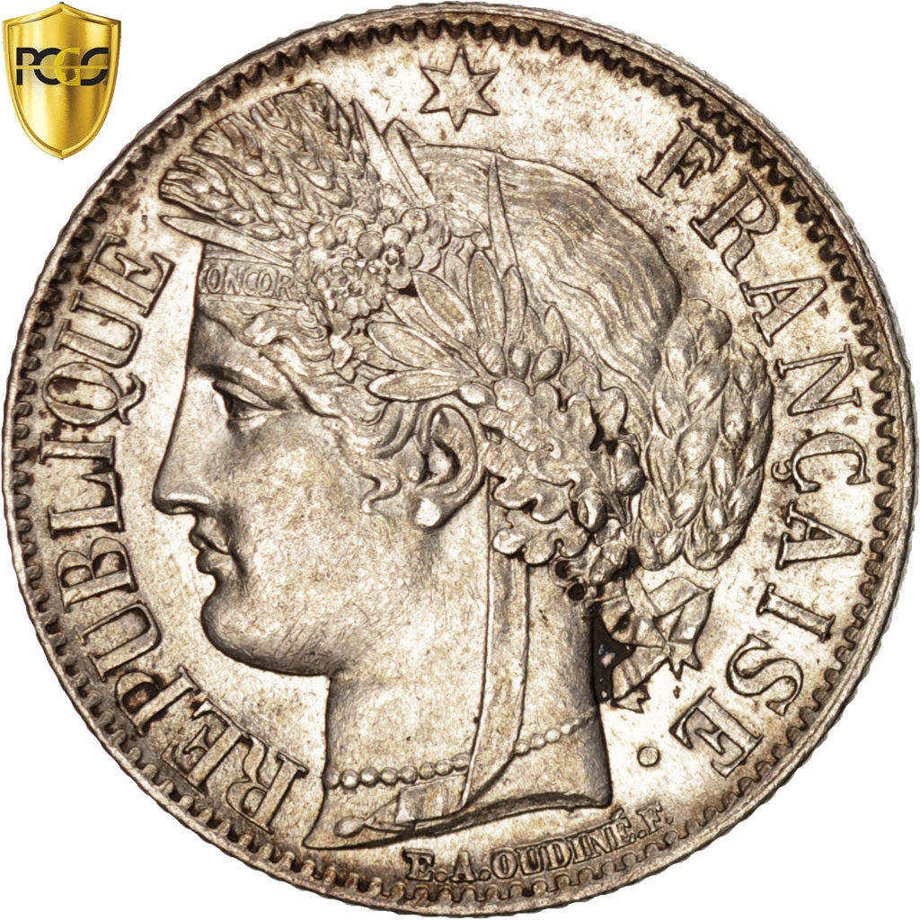 Munten, Frankrijk, Cérès, Franc, 1850, Bordeaux, PCGS, AU58, PR, Zilver