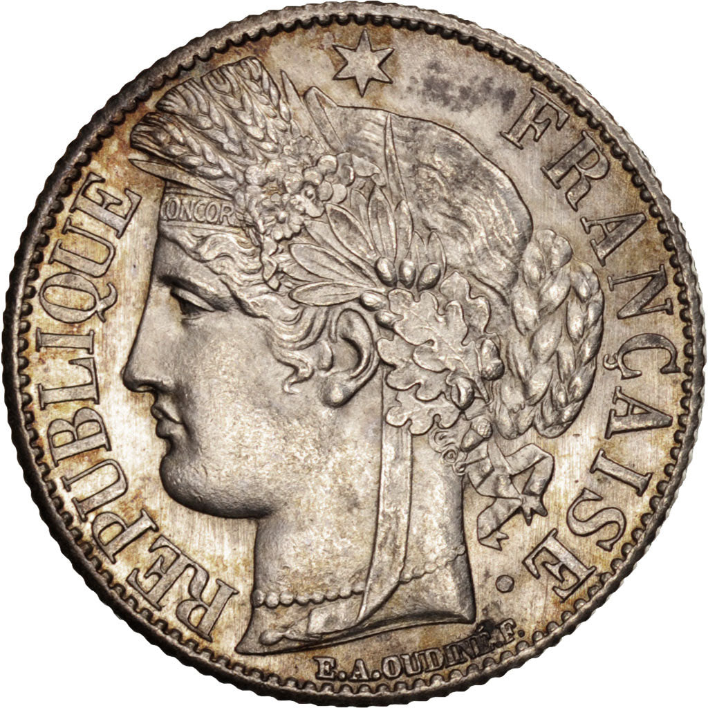 Coin, France, Cérès, Franc, 1871, Bordeaux, MS(63), Silver, KM:822.2