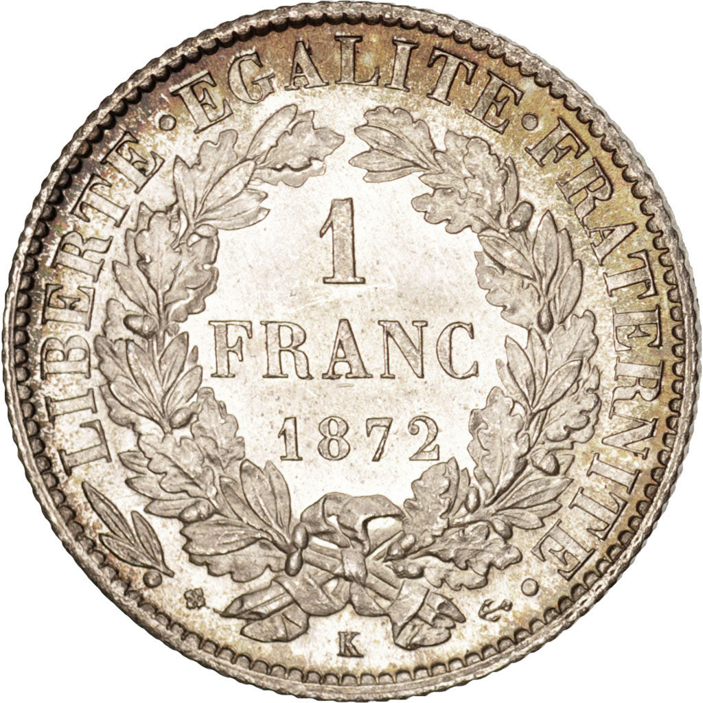 France, Cérès, Franc, 1872, Bordeaux, PCGS, MS66, MS(65-70), Silver, KM:822.2