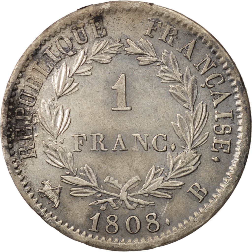 Coin, France, Napoléon I, Franc, 1808, Rouen, EF(40-45), Silver, KM:682.2