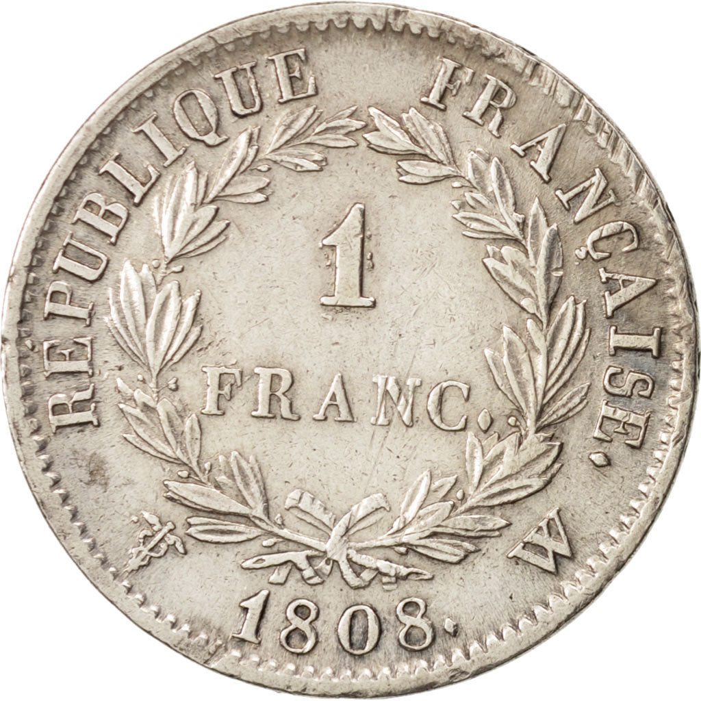 Coin, France, Napoléon I, Franc, 1808, Lille, EF(40-45), Silver, KM:682.14
