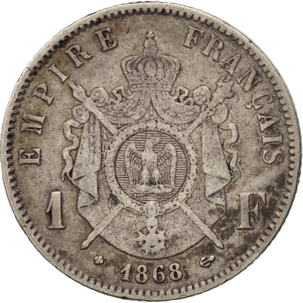 Monnaie, France, Napoleon III, Napoléon III, Franc, 1868, Strasbourg, TB