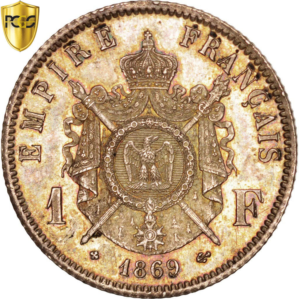 Coin, France, Napoleon III, Napoléon III, Franc, 1869, Strasbourg, PCGS, MS64