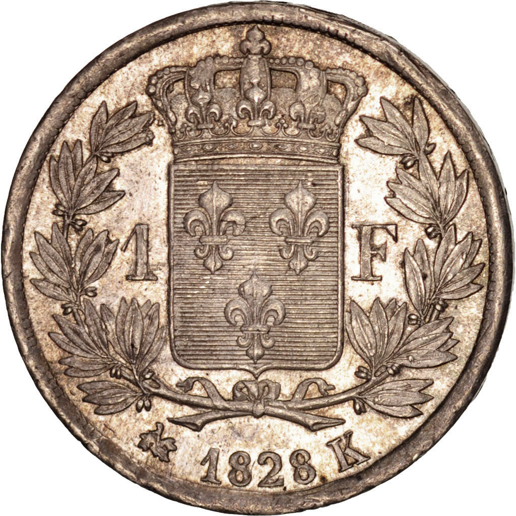 France, Charles X, Franc, 1828, Bordeaux, PCGS, MS63, Silver, KM:724.7