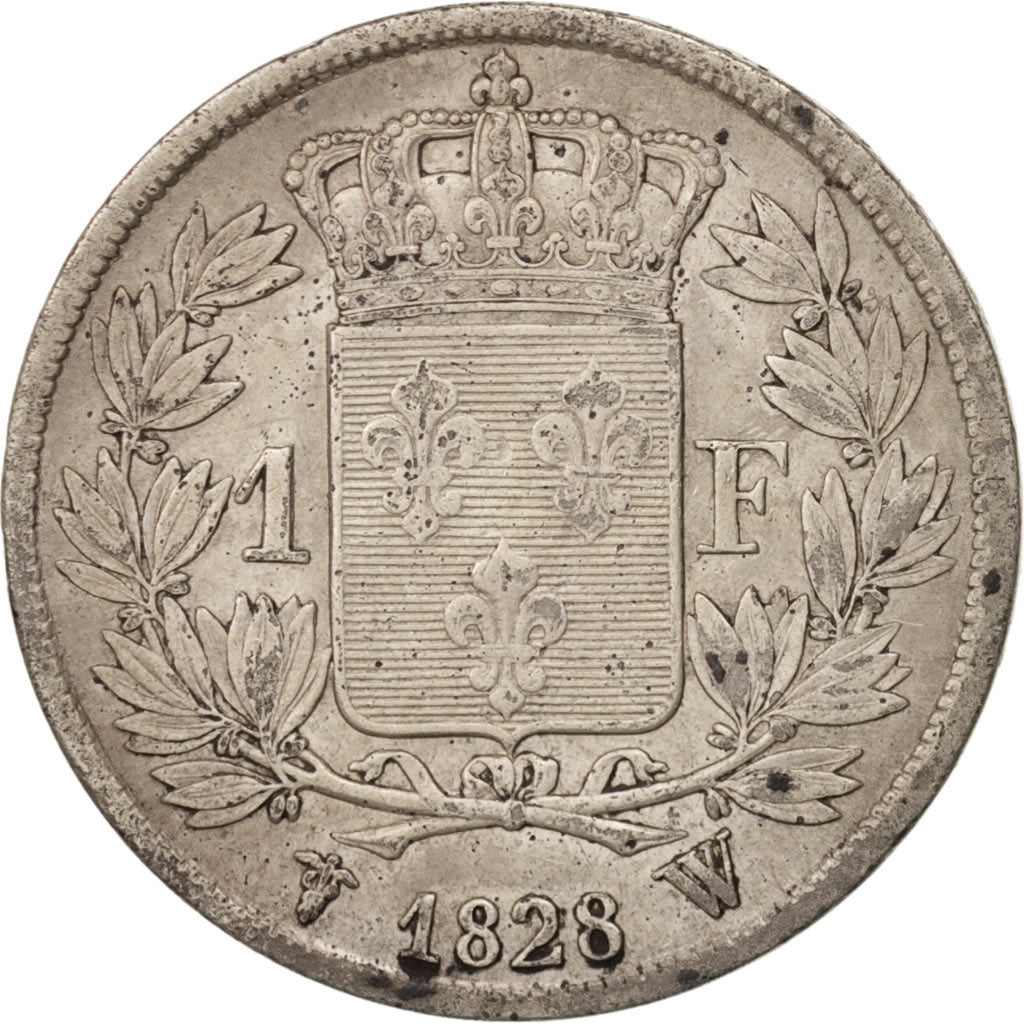 Coin, France, Charles X, Franc, 1828, Lille, EF(40-45), Silver, KM:724.13