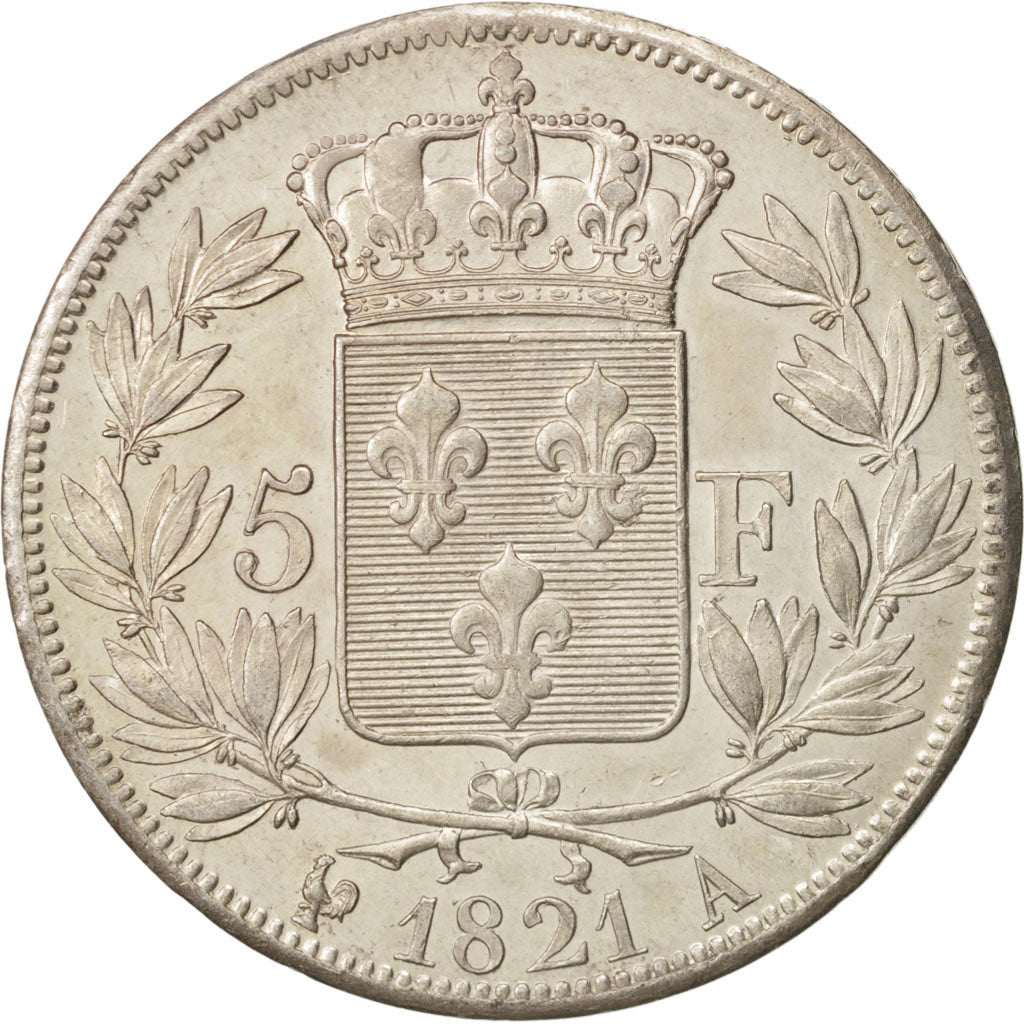 Coin, France, Louis XVIII, Louis XVIII, 5 Francs, 1821, Paris, AU(55-58)