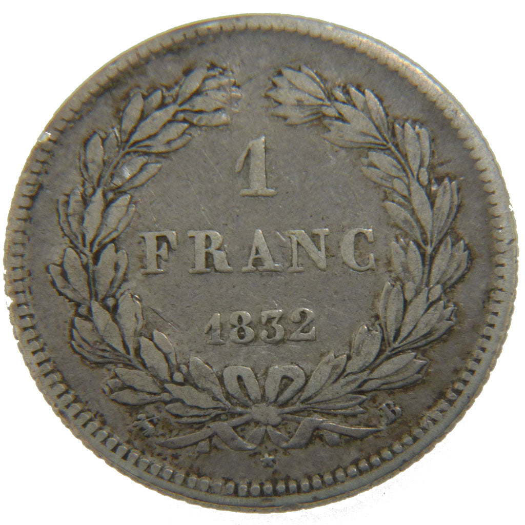 FRANCE, Louis-Philippe, Franc, 1832, Rouen, KM #748.2, VF(30-35), Silver,...
