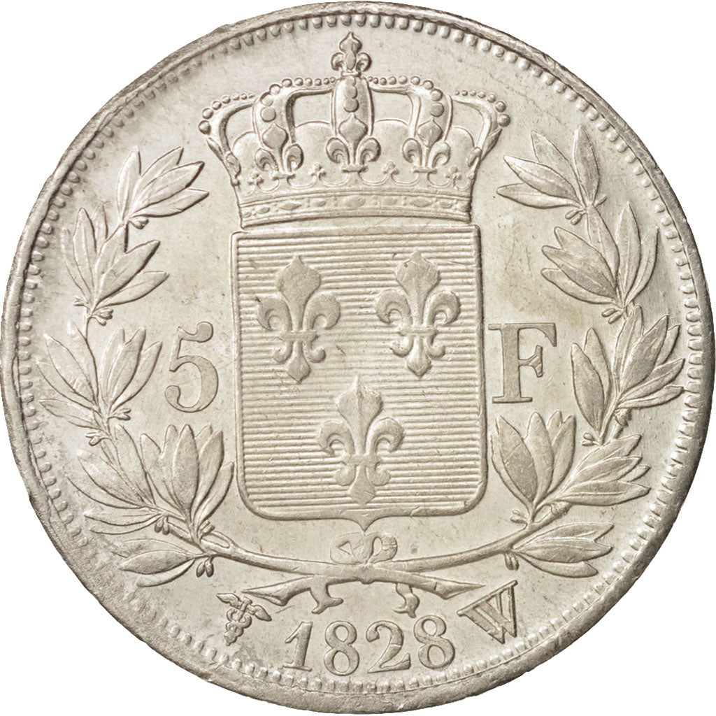 France, Charles X, 5 Francs, 1828, Lille, AU(50-53), Silver, KM:728.13