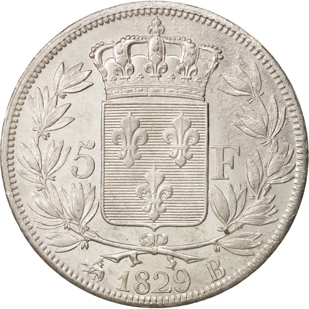 France, Charles X, 5 Francs, 1829, Rouen, AU(50-53), Silver, KM:728.2