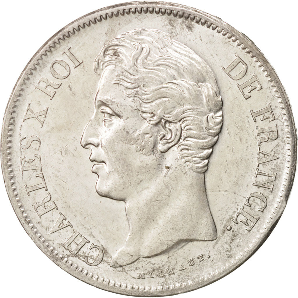 Moneda, Francia, Charles X, 5 Francs, 1830, Lille, MBC+, Plata, KM:728.13