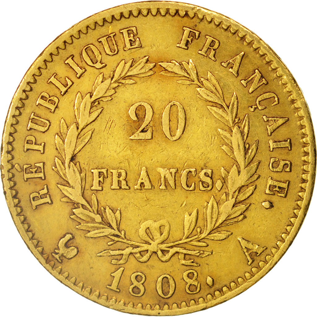 France, Napoléon I, 20 Francs, 1808, Paris, EF(40-45), Gold, KM:687.1