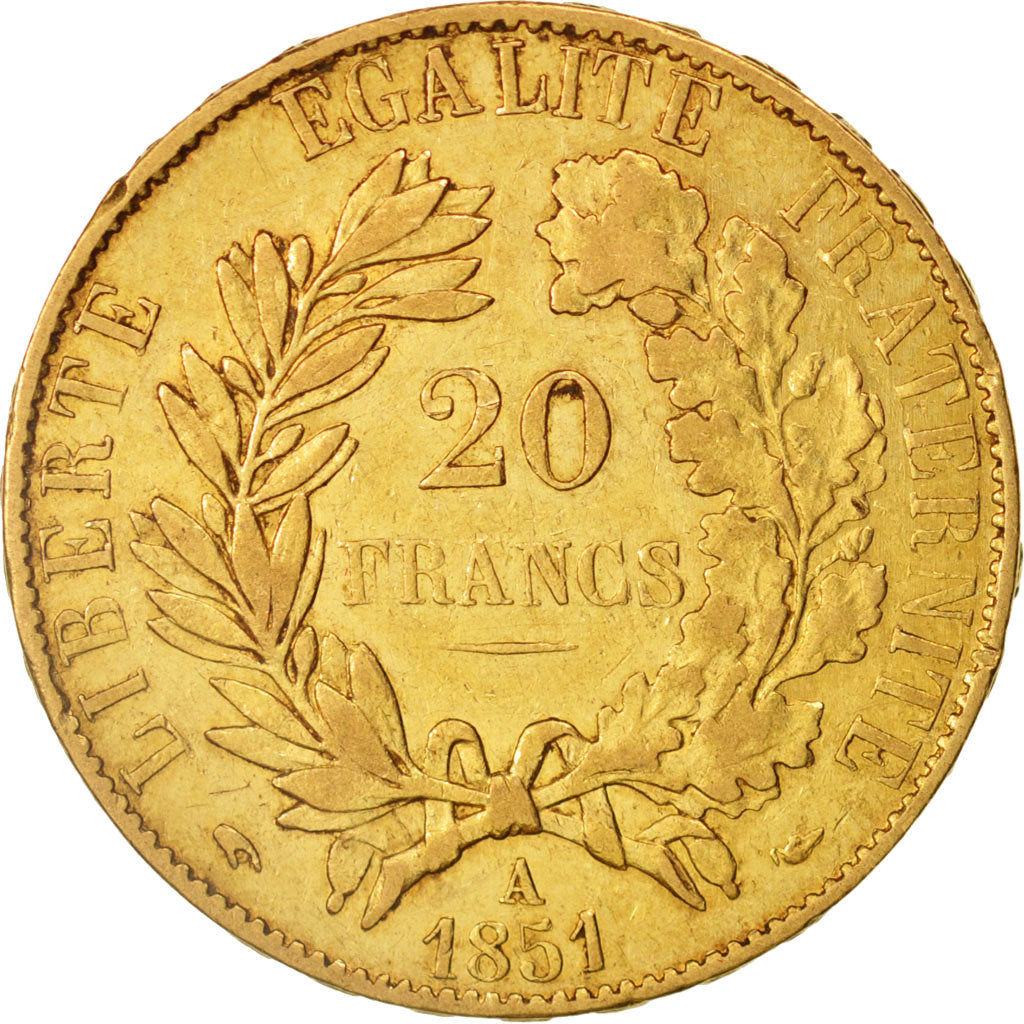 France, Cérès, 20 Francs, 1851, Paris, EF(40-45), Gold, KM:762, Gadoury:1059