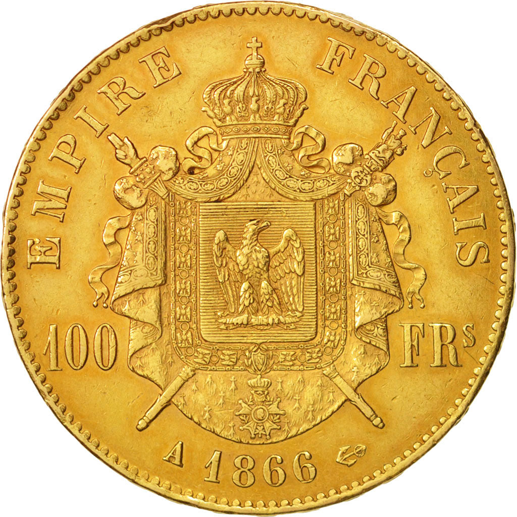 France, Napoleon III, 100 Francs, 1866, Paris, EF(40-45), Gold, KM:802.1