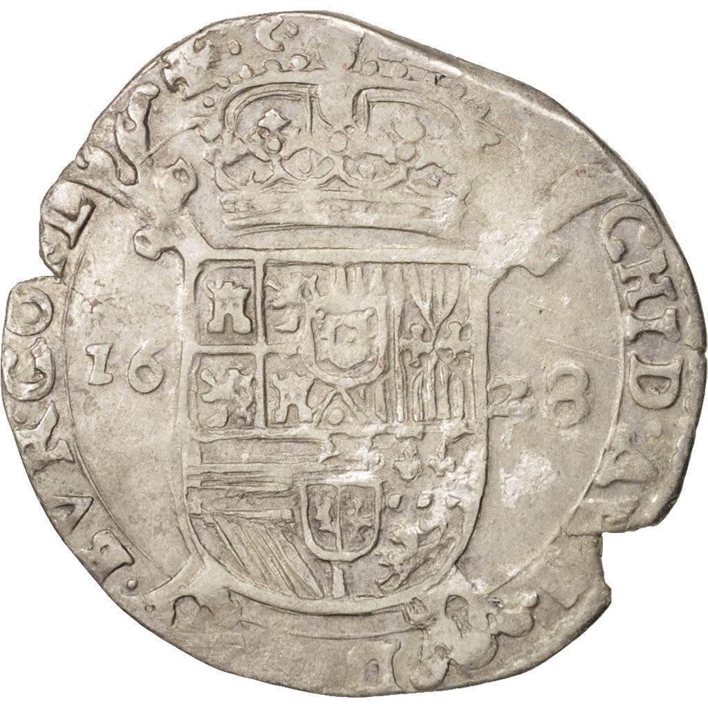 Spanish Netherlands, FLANDERS, Escalin, 1628, Bruges, EF(40-45), Silver, KM:31