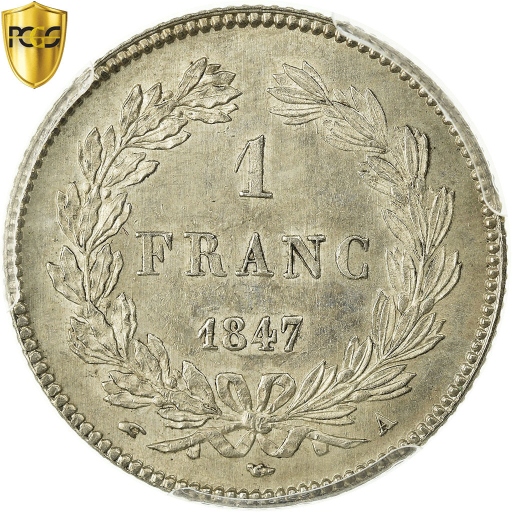 Coin, France, Louis-Philippe, Franc, 1847, Paris, PCGS, MS62, MS(60-62), Silver