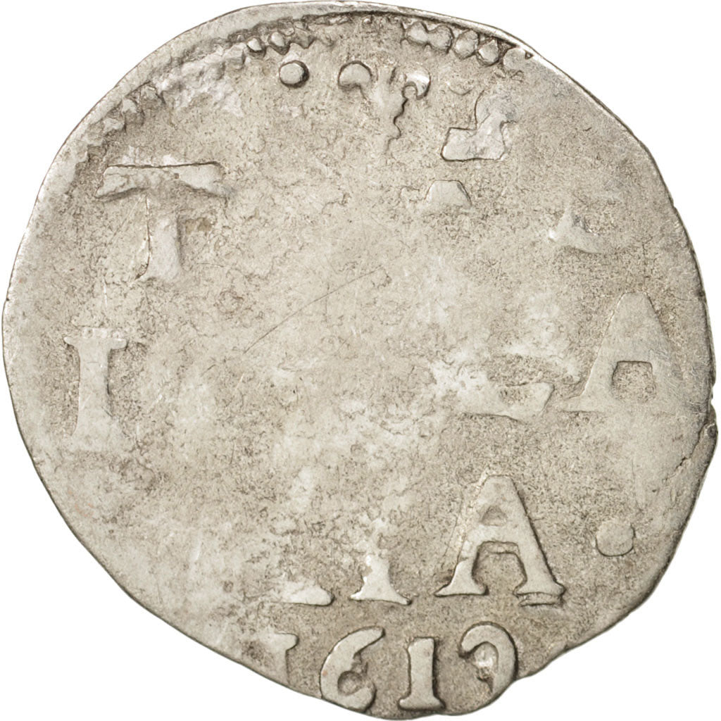 Netherlands, OVERYSSEL, 2 Stuivers, 1619, VG(8-10), Silver, KM:19.1