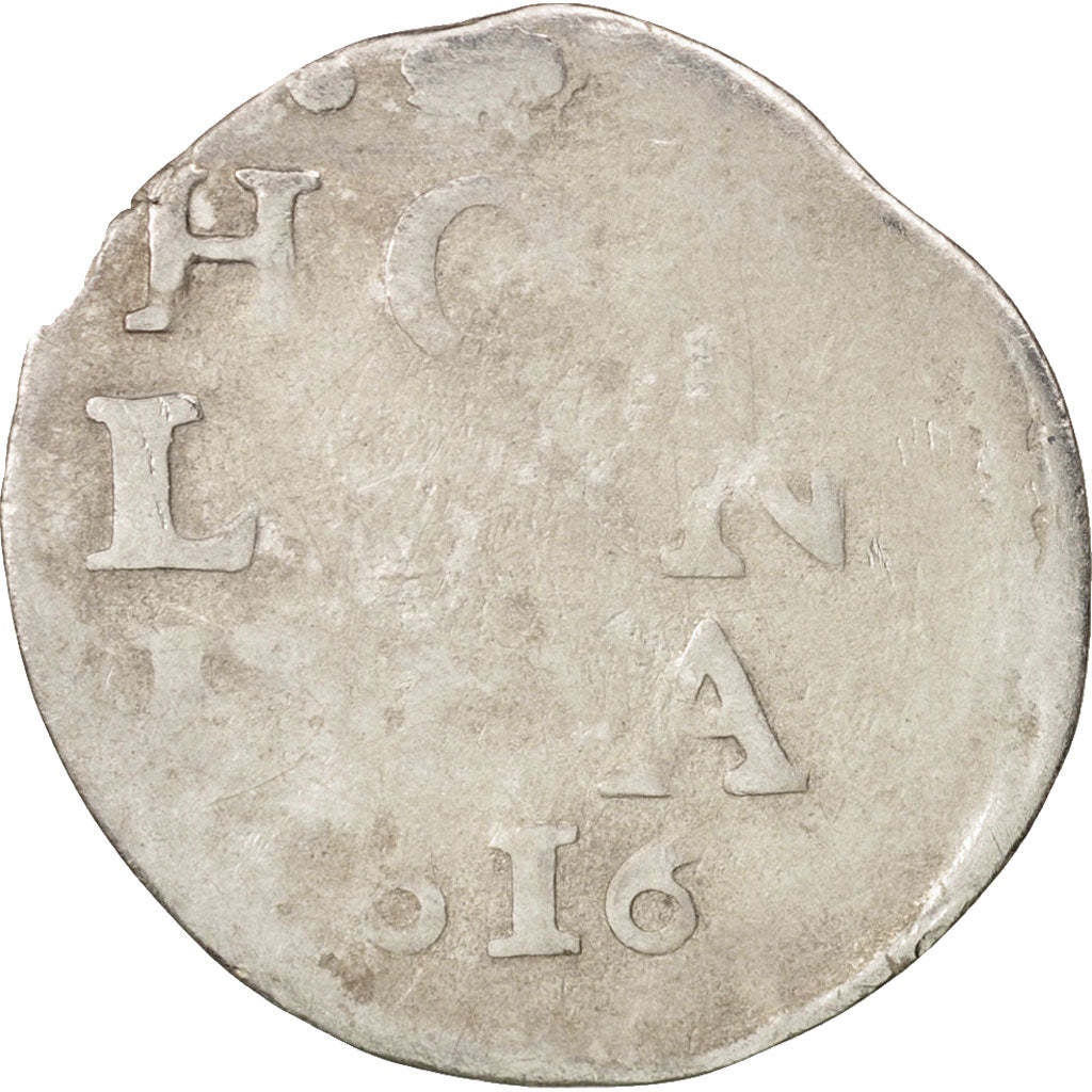 Netherlands, HOLLAND, 2 Stuivers, 1616, VG(8-10), Silver, KM:27