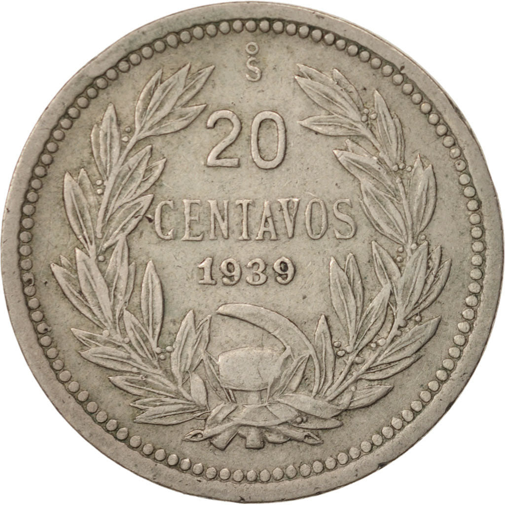 Coin, Chile, 20 Centavos, 1939, EF(40-45), Copper-nickel, KM:167.3