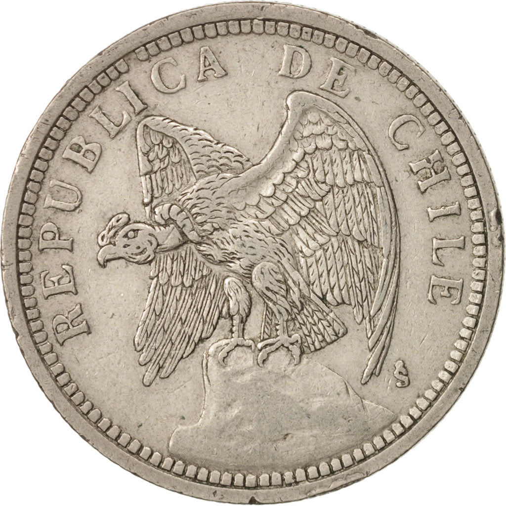 Chile, Peso, 1933, AU(50-53), Copper-nickel, KM:176.1