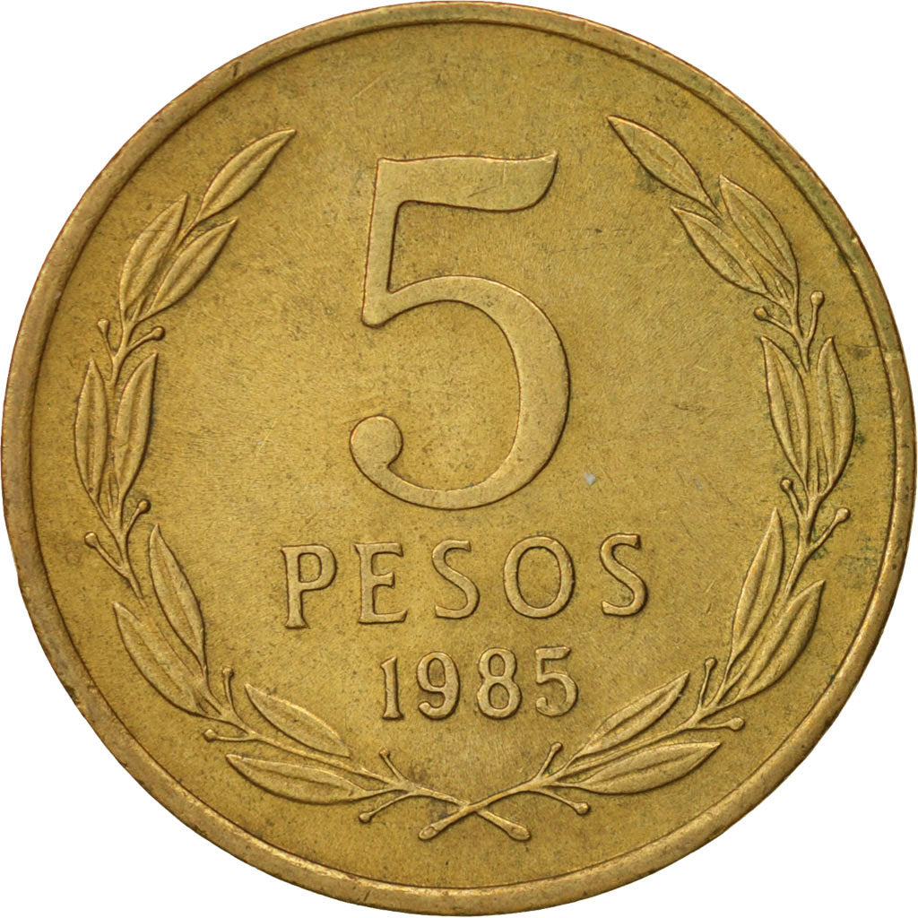 Chile, 5 Pesos, 1985, Santiago, VZ, Aluminum-Bronze, KM:217.1