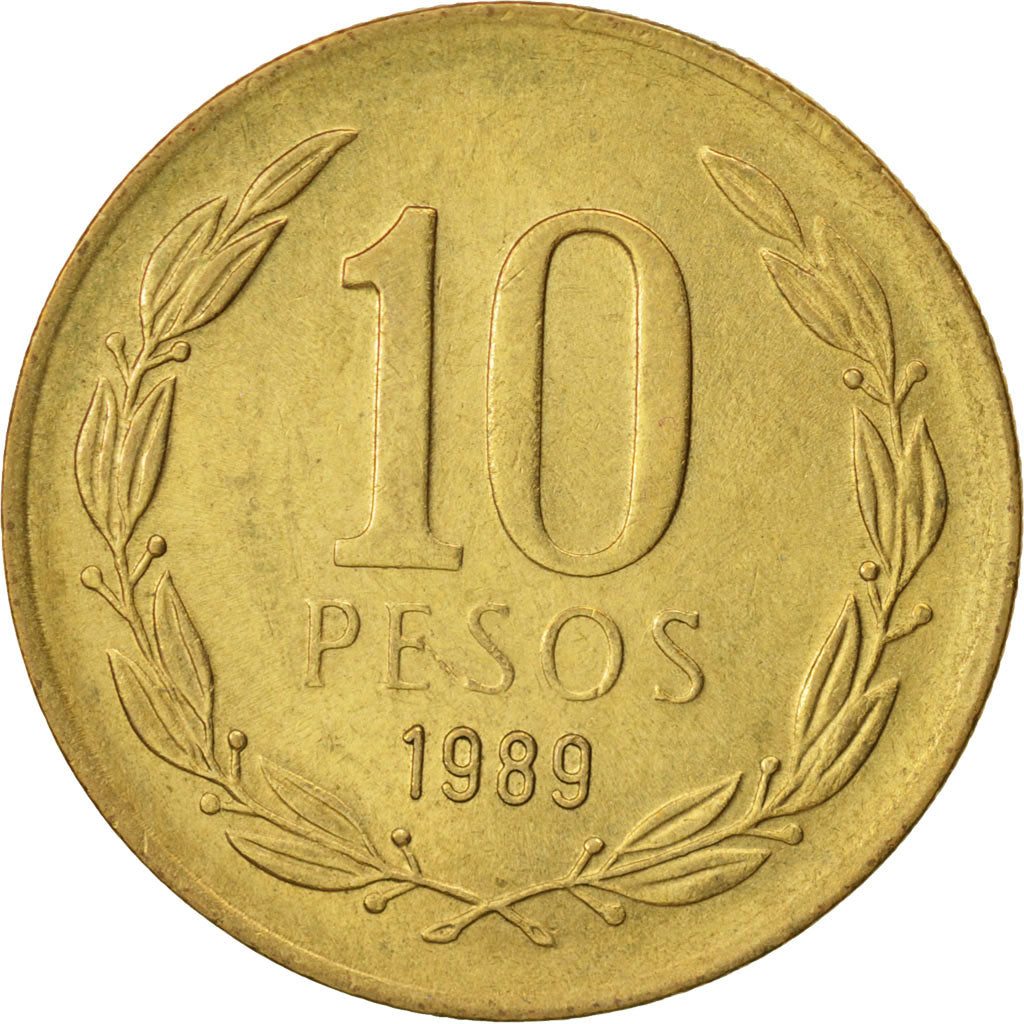 Moneda, Chile, 10 Pesos, 1989, Santiago, EBC+, Aluminio - bronce, KM:218.2