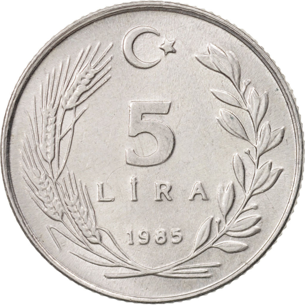 Turkey, 5 Lira, 1985, MS(60-62), Aluminum, KM:963