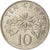 Moneda, Singapur, 10 Cents, 1987, British Royal Mint, MBC+, Cobre - níquel