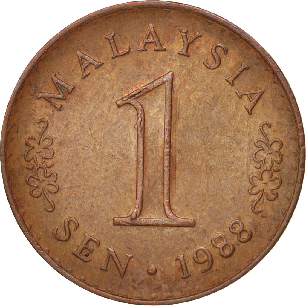 Munten, Maleisië, Sen, 1988, ZF+, Copper Clad Steel, KM:1a