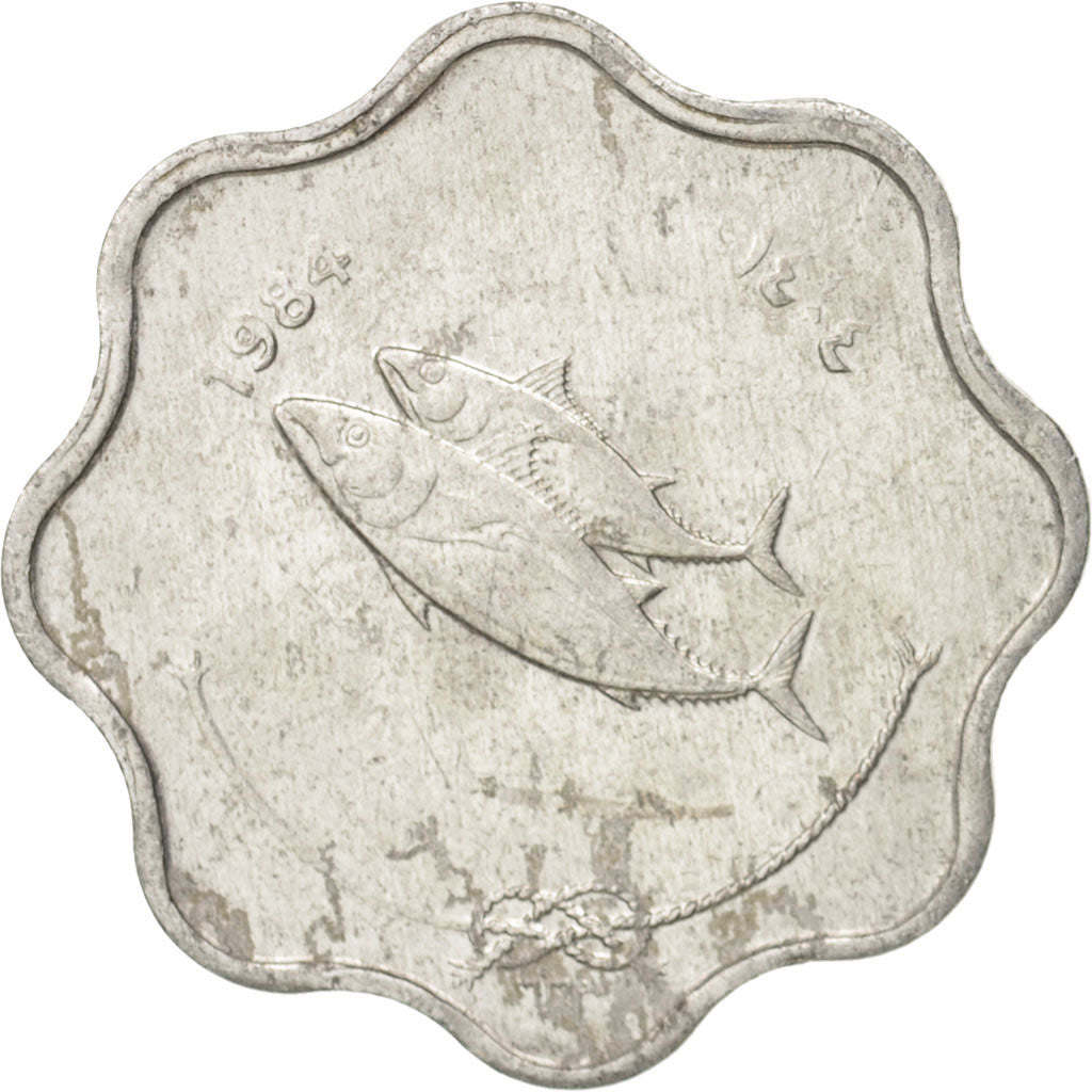 Coin, MALDIVE ISLANDS, 5 Laari, 1984, AU(50-53), Aluminum, KM:69