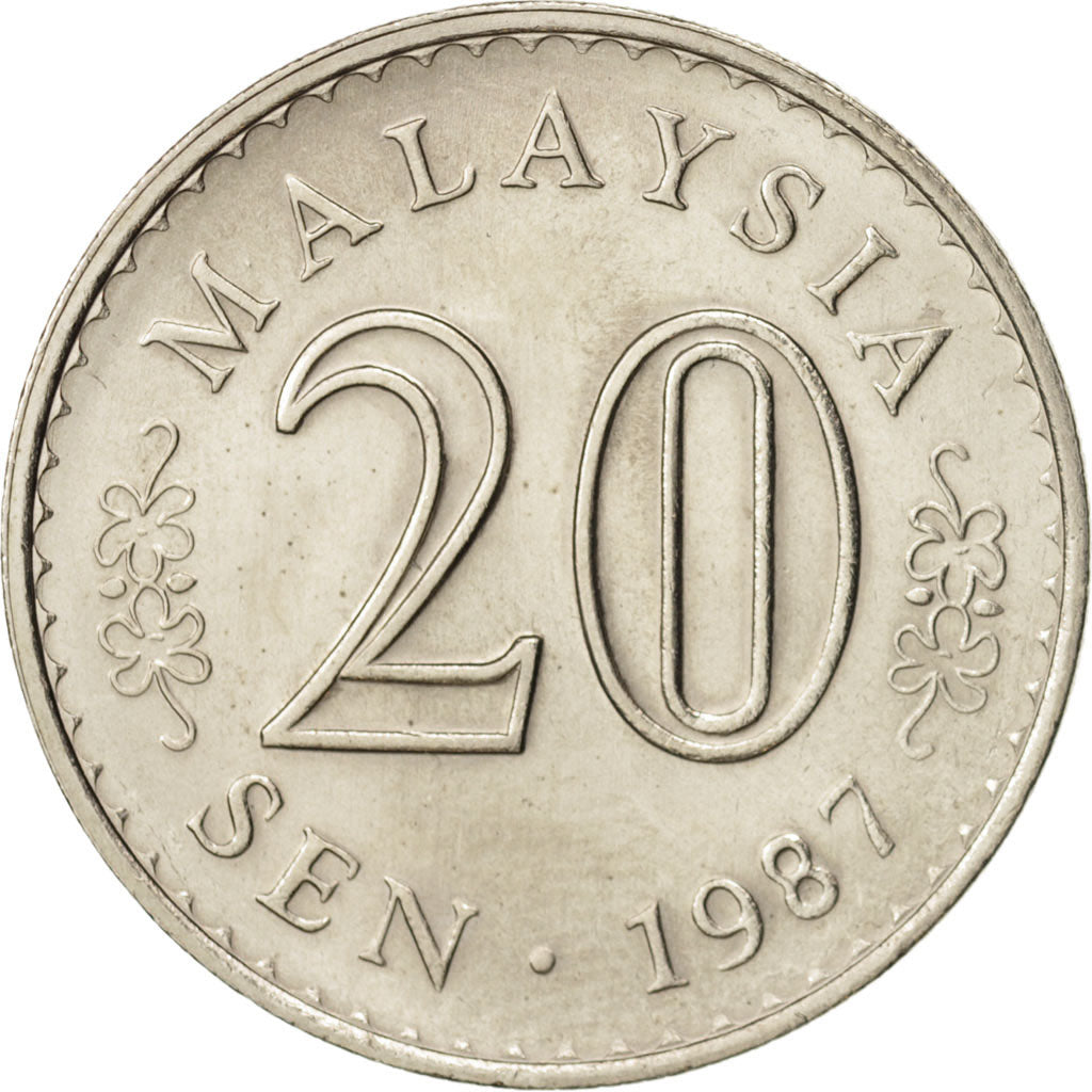 Münze, Malaysia, 20 Sen, 1987, Franklin Mint, VZ+, Copper-nickel, KM:4