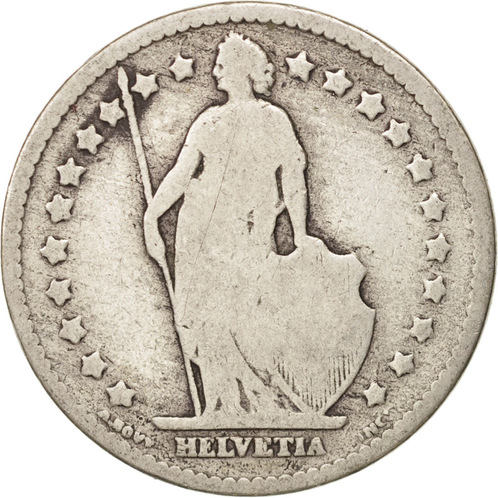 Switzerland, Franc, 1876, Bern, VG(8-10), Silver, KM:24