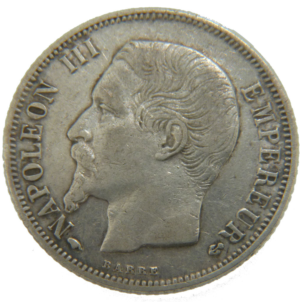 FRANCE, 1 Franc, 1860, Paris, EF(40-45), Silver, Gadoury #460, 5.00