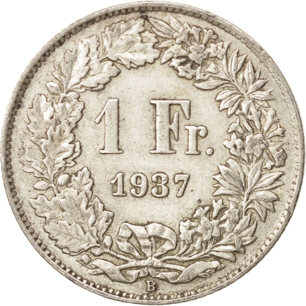 Switzerland, Franc, 1937, Bern, AU(50-53), Silver, KM:24