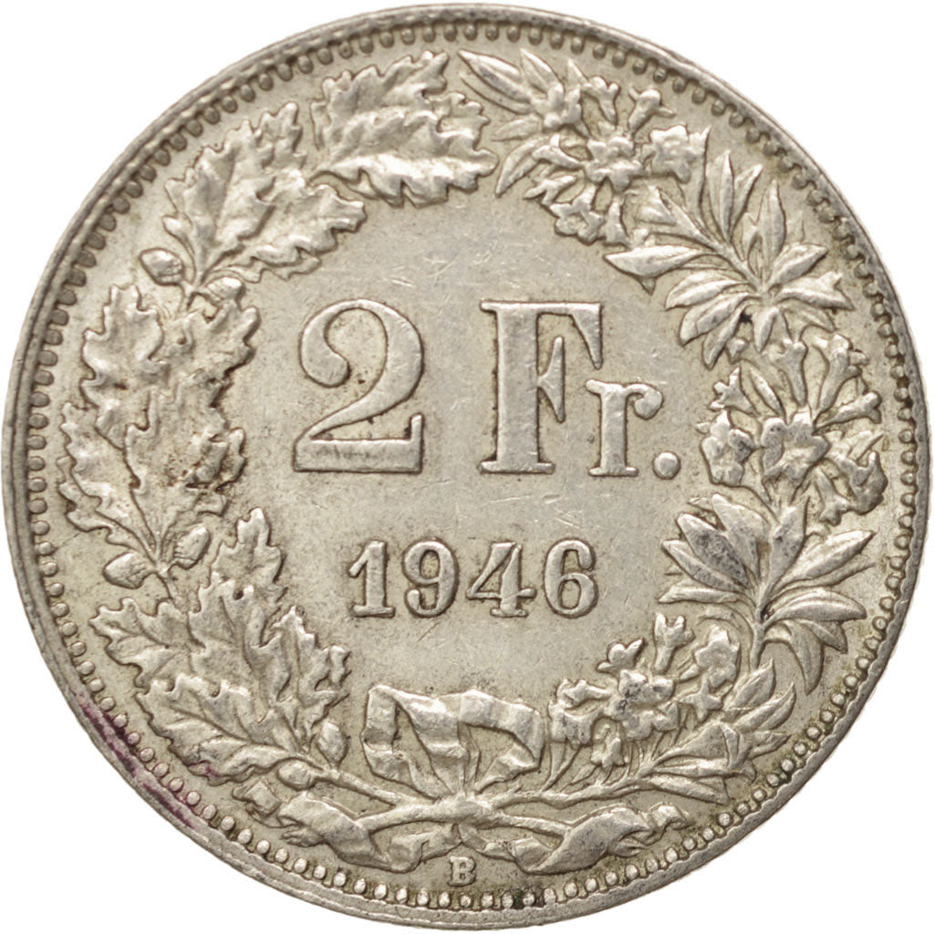 Coin, Switzerland, 2 Francs, 1946, Bern, AU(50-53), Silver, KM:21